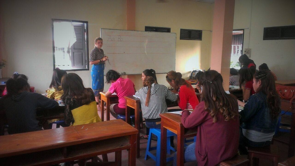 Volunteer teaching in Laos