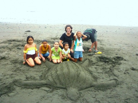 Children helping with turtle protection