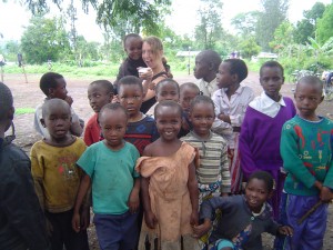 Local children and Oyster volunteer