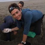Volunteer helping to protect turtles in Costa Rica