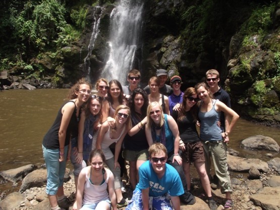 Oyster volunteers at the waterfalls