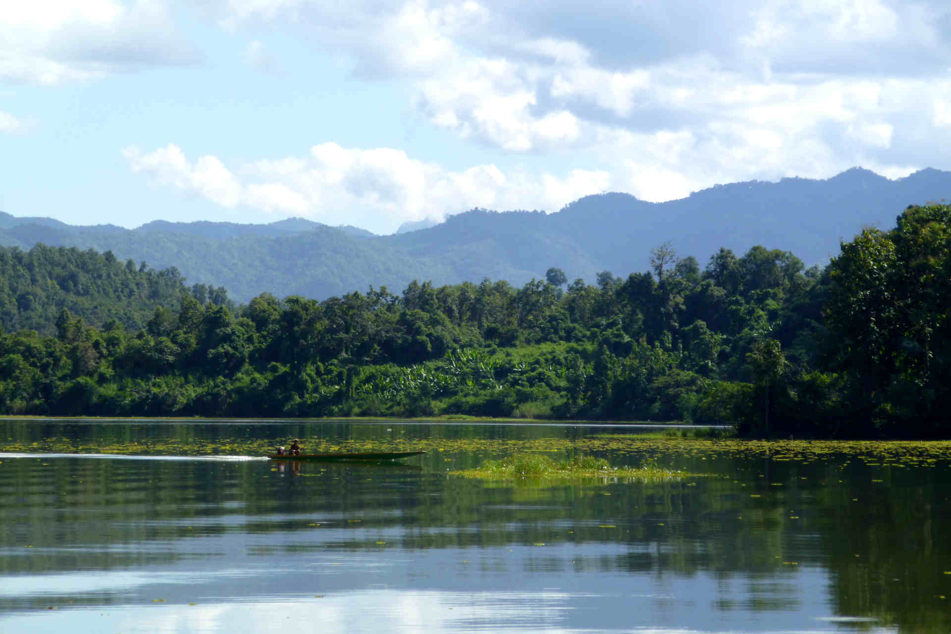 The view over the lake from the elephant rescue centre in Laos