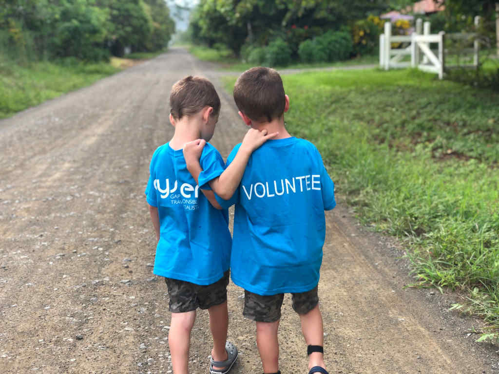 Two boys on their family volunteering holiday in Costa Rica