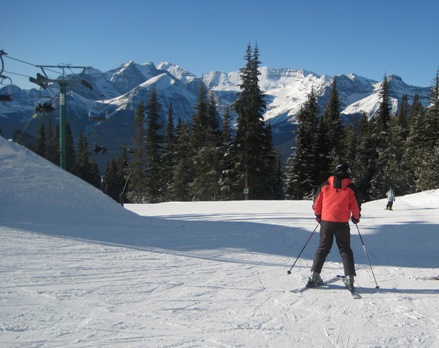 Jon perfecting the art of the snowplough Lake Louise