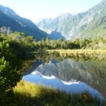 beautfiful scenic view of New Zealand mountains and lake 