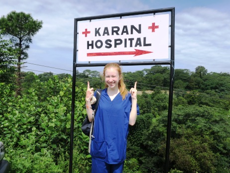 Karan hospital sign in Palampur, India