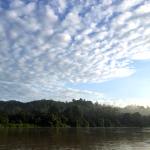 The sun rises over the Kinabatangan River