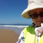 Volunteer helps with conservation on a deserted Australian beach