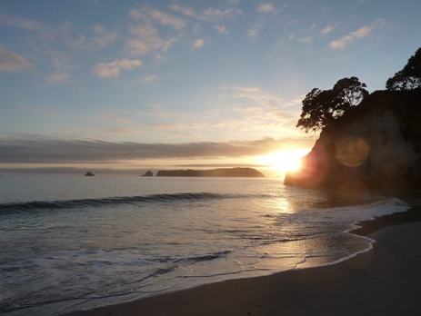 Sunrise at Cathedral Cove, New Zealand