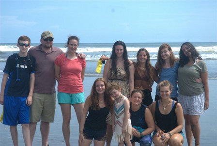 Stephanie and her family with the Costa Rica turtles group