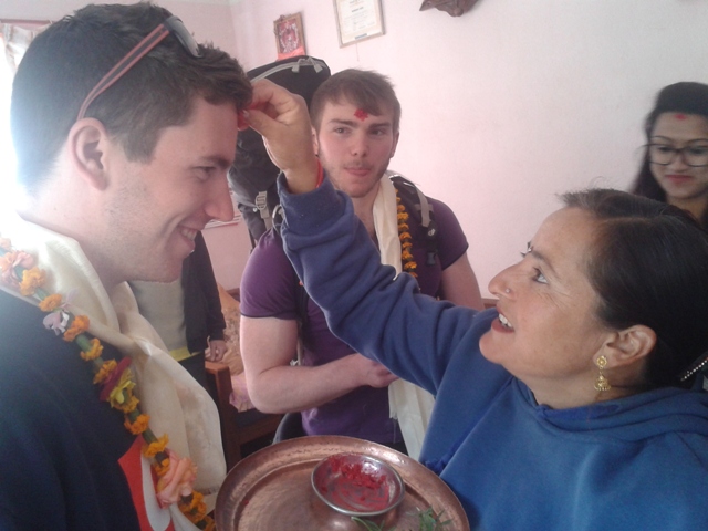Kenny being welcomed to the family in Nepal