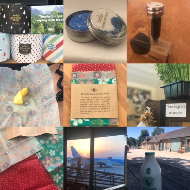 A collage of plastic free photos 