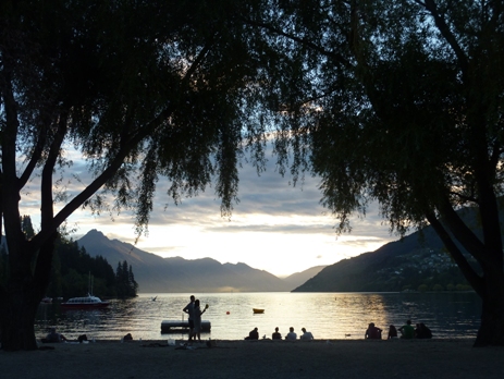 Sunset over Queenstown Lake, New Zealand