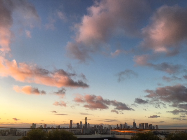 Melbourne Skyline sunset 