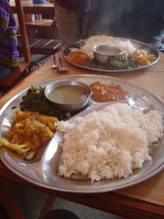 A welcome plate of dhal baat on trek