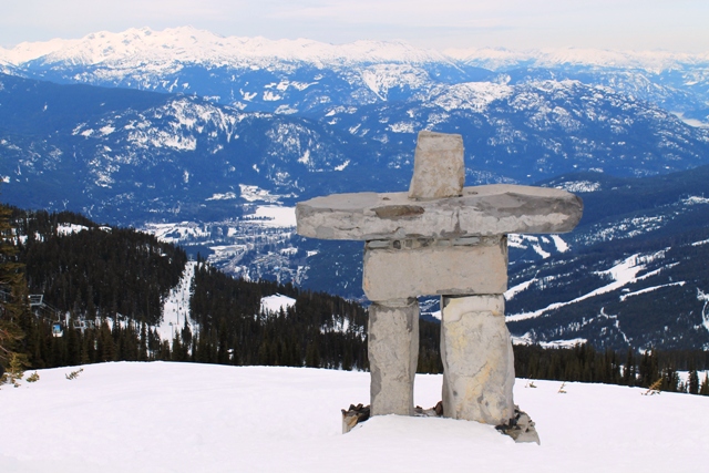 Whistler Inukshuk with view of Whistler Village