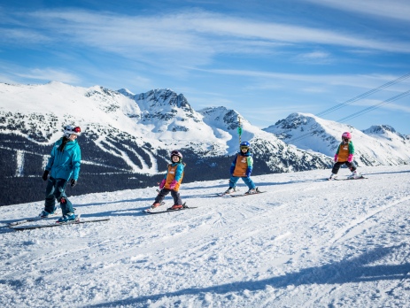 Whistler kids instructor teaching kids to ski