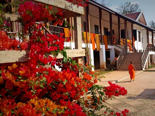 teaching monks in Laos