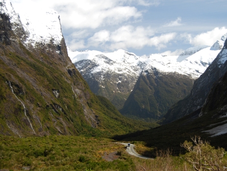 View of Cleddau Valley in the Fjordland on the South Island in New Zealand 