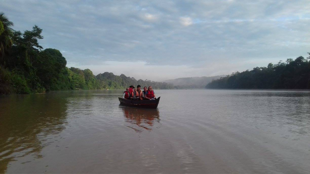 Boating on the river in Borneo